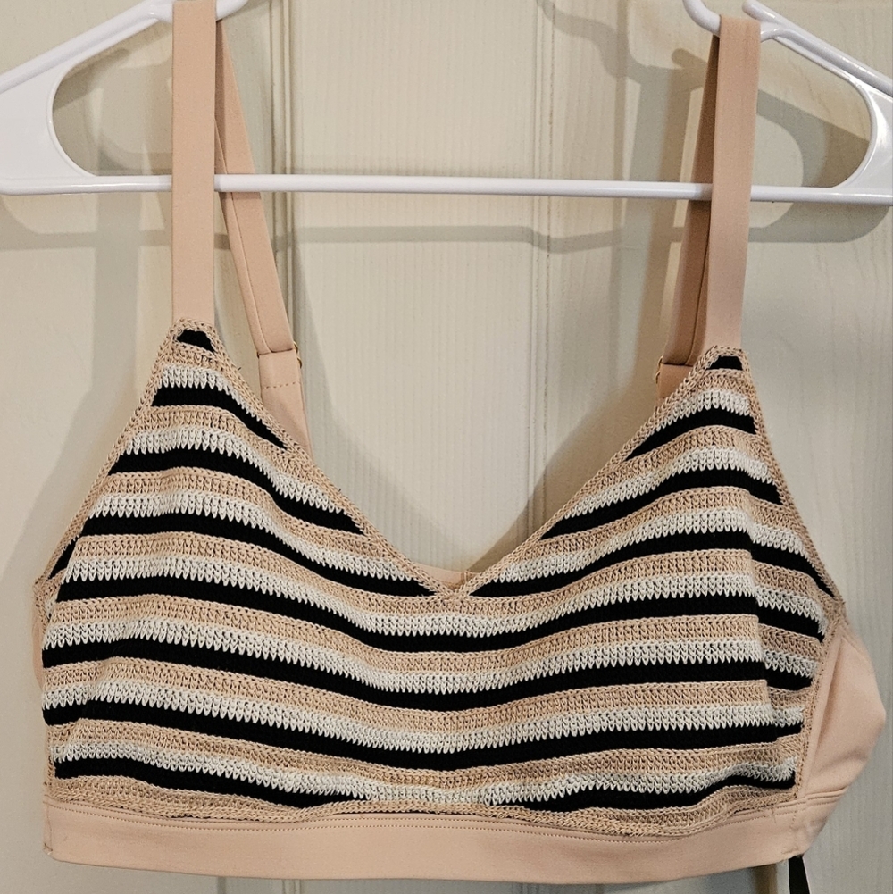 Wild Fable Black and Beige Striped Top
